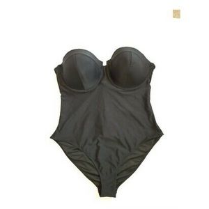 Black one piece strapless swimsuit